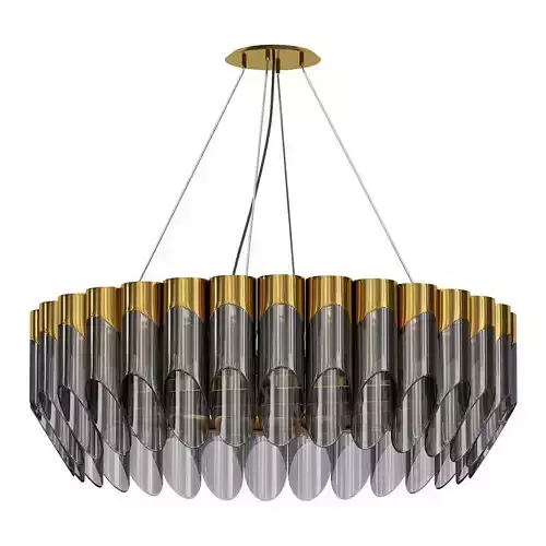Bamboo modern chandelier with gold and shades