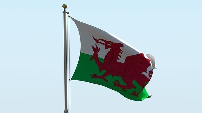 Animated Wales Flag  3D model