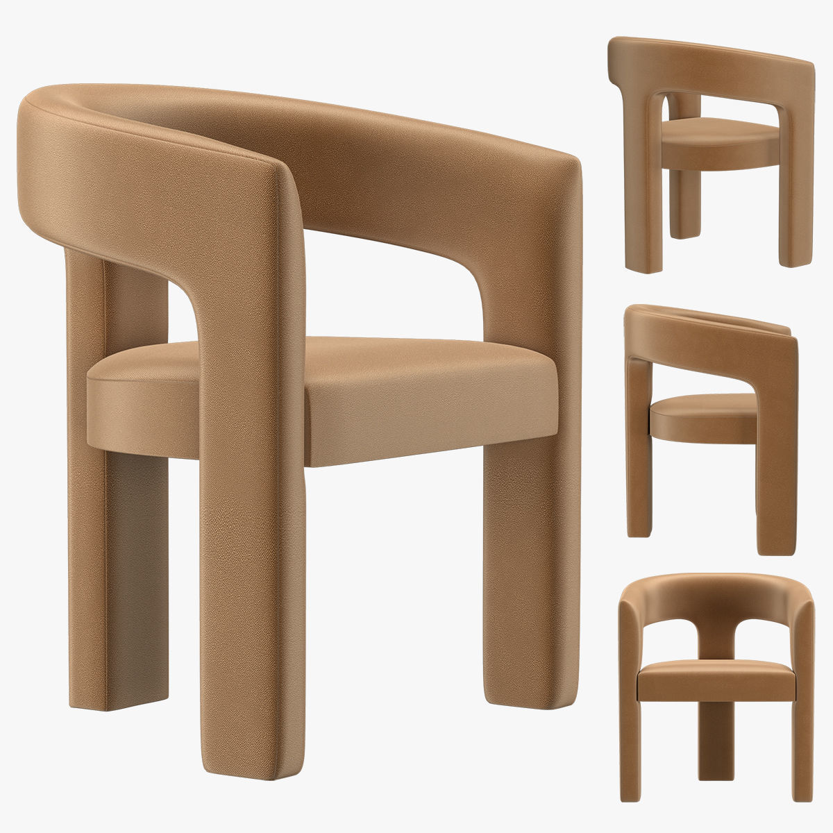 INES OPEN-BACK FABRIC ARMCHAIR 3D model_7