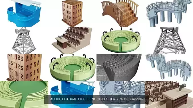 ARCHITECTURAL LITTLE ENGINEERS TOYS PACK 3D Model Collection