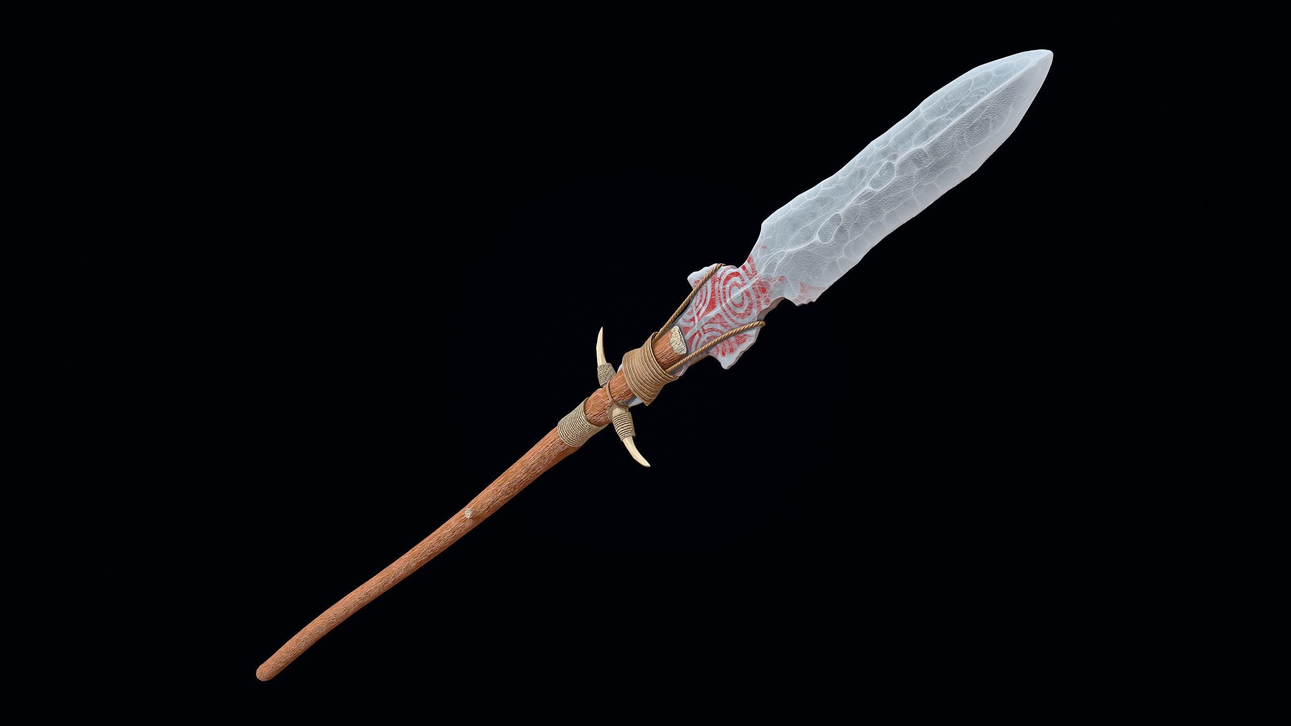 Ancient Stone Spear Low-poly 3D model_9