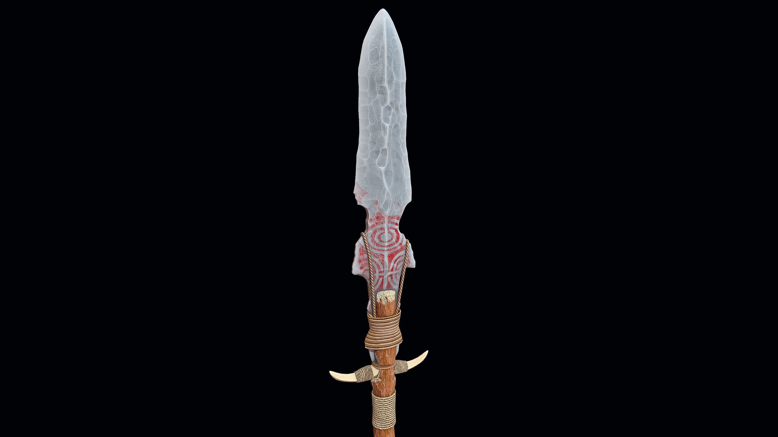 Ancient Stone Spear Low-poly 3D model_4
