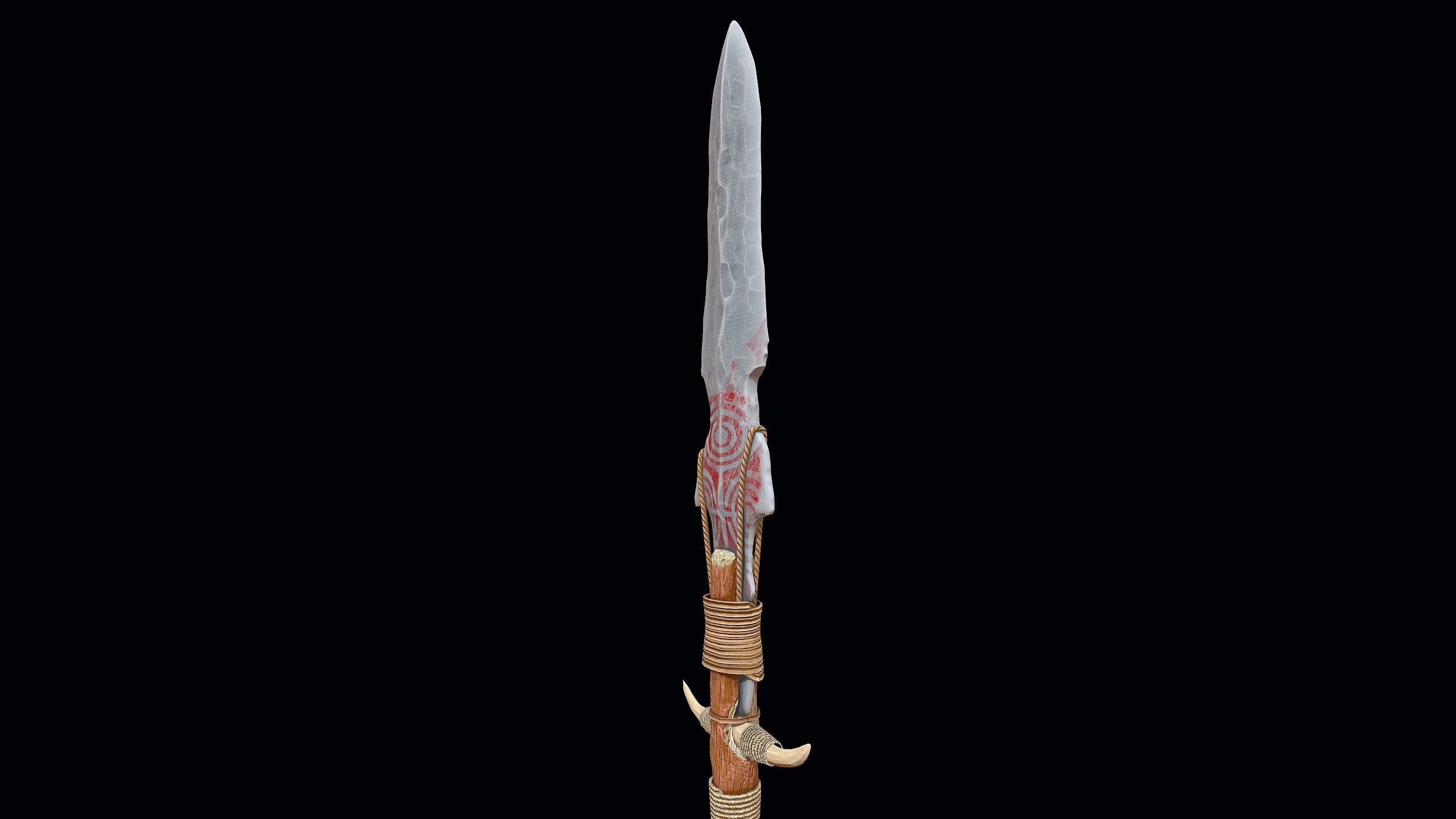 Ancient Stone Spear Low-poly 3D model_5