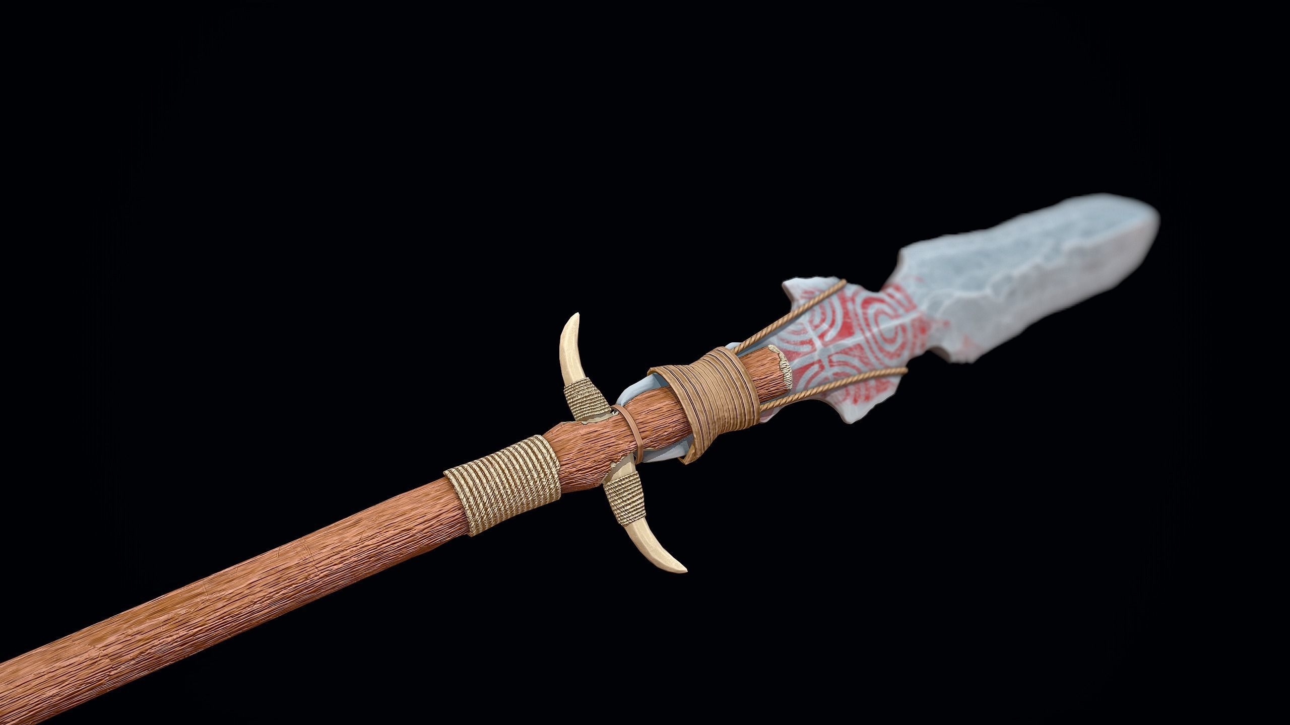 Ancient Stone Spear Low-poly 3D model_6