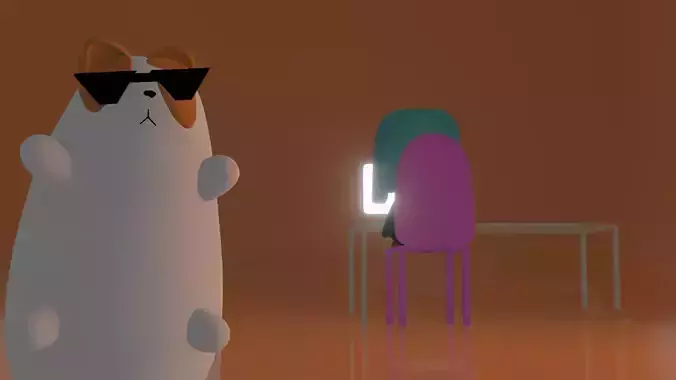 Disco Disco cat Rigged Low-poly 3D model