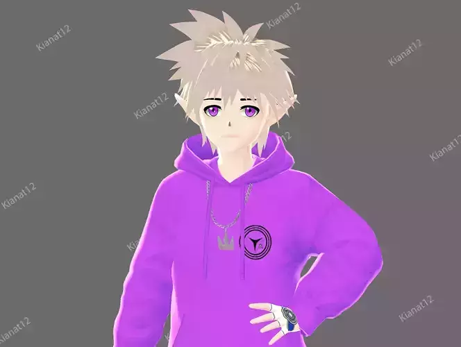 3d  low poly male  avatar for vrchat and for vtubing  Low-poly 3D model