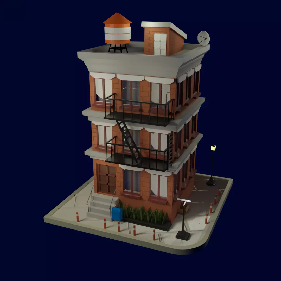 apartaments apartment building Free low-poly 3D model_0