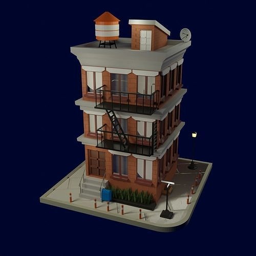 apartaments apartment building Free low-poly 3D model