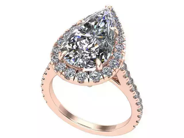 Pear Cut Cushion diamond Rose Engagement Ring