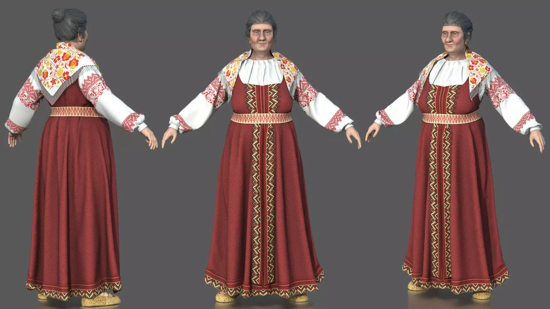 Medieval Elderly Woman 3D model