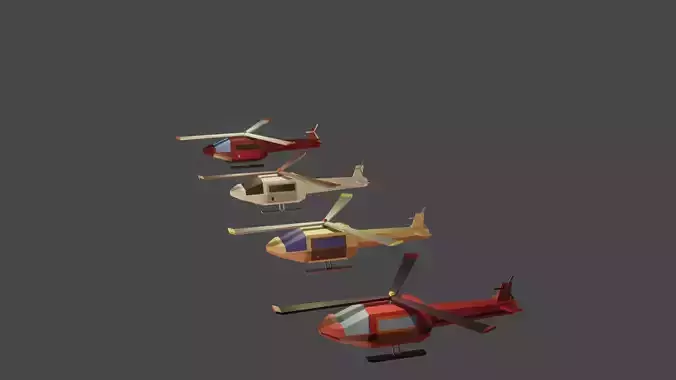 low poly passenger  helicopter door can open 