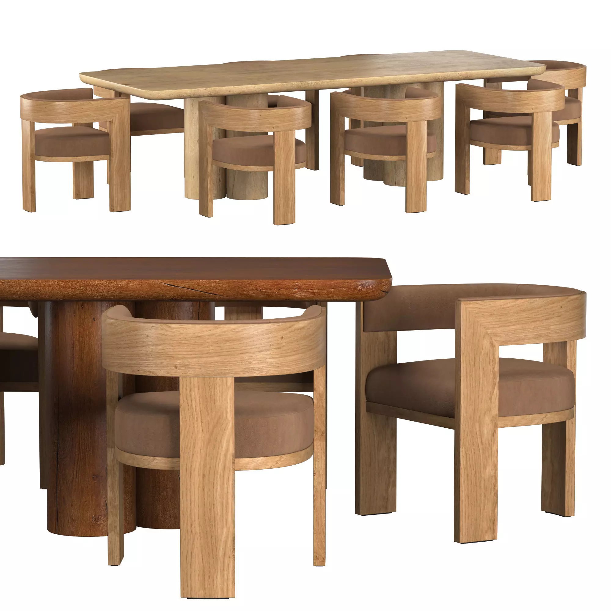 OSLO DINING TABLE and INES ARMCHAIR 3D model_0