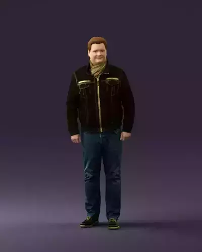 Big man in old Style leather jacket 0800