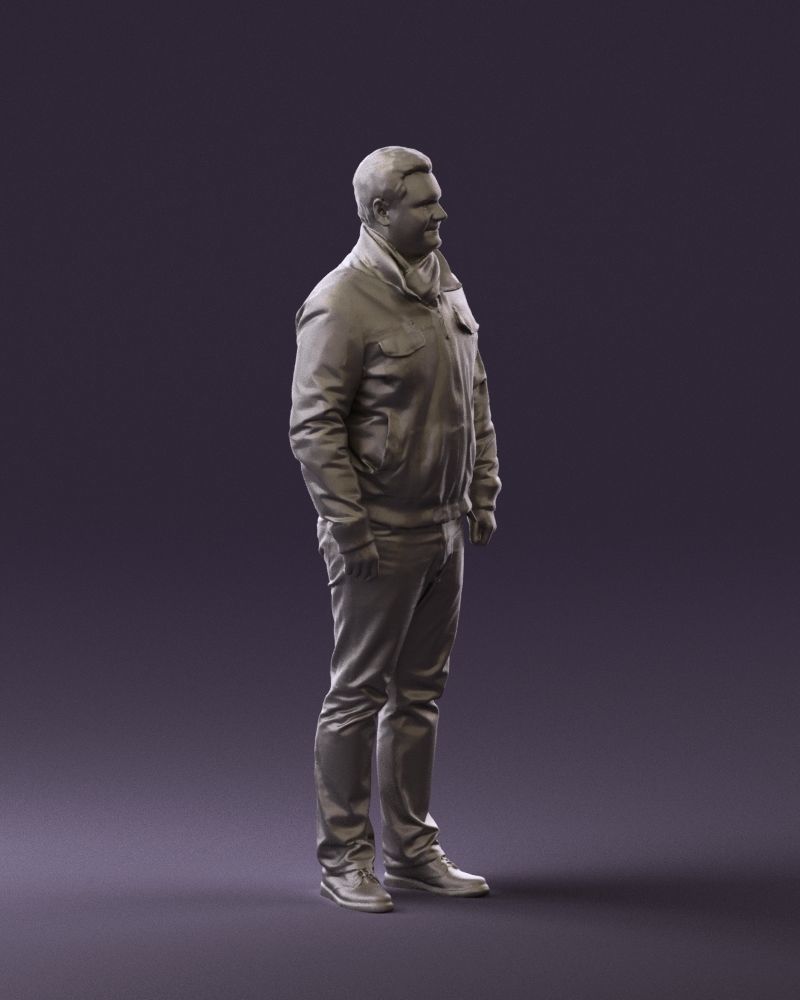 Big man in old Style leather jacket 0800 3D Print Ready 3D print model_6