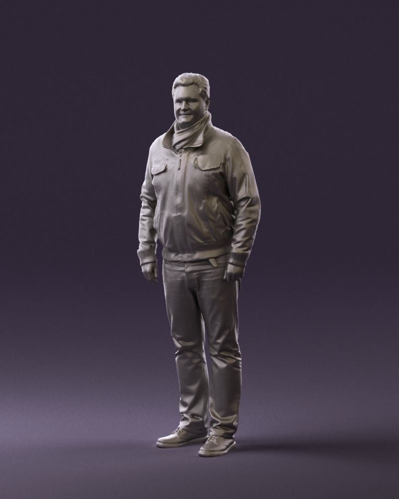 Big man in old Style leather jacket 0800 3D Print Ready 3D print model_20
