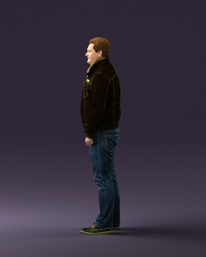 Big man in old Style leather jacket 0800 3D Print Ready 3D print model_17