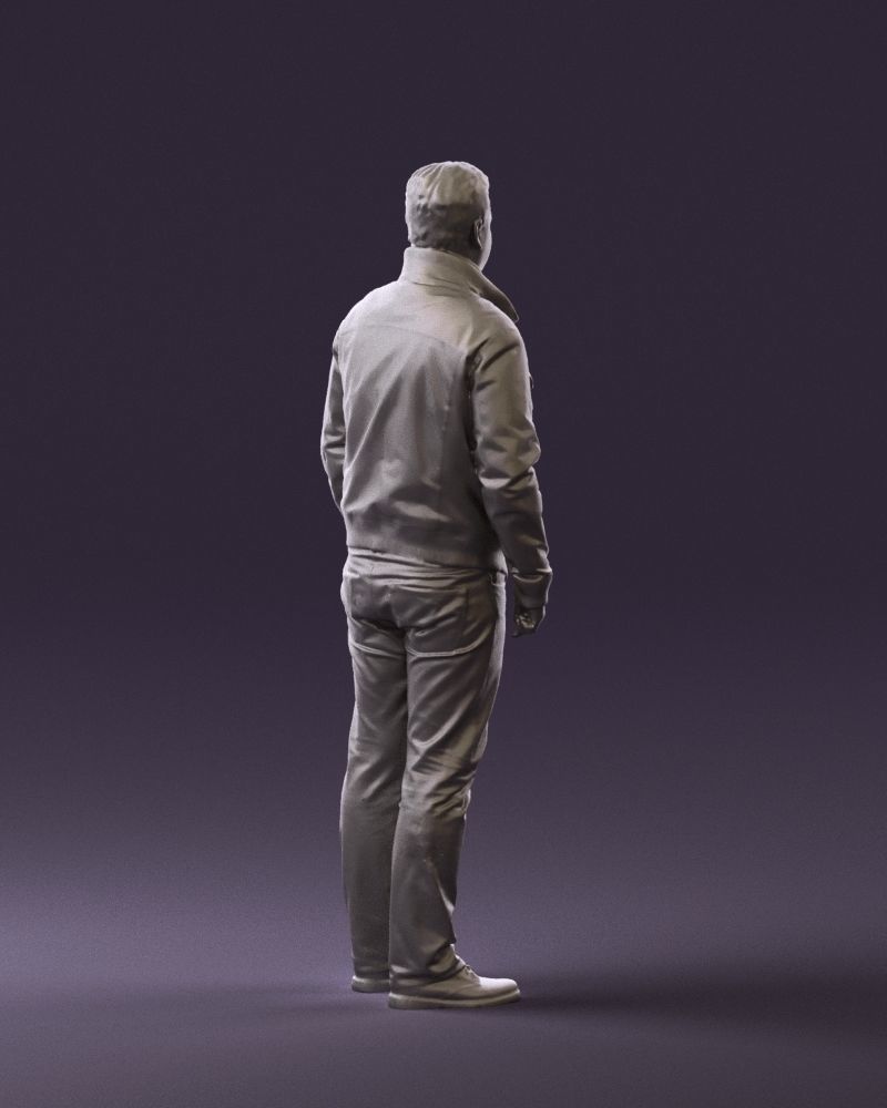 Big man in old Style leather jacket 0800 3D Print Ready 3D print model_10