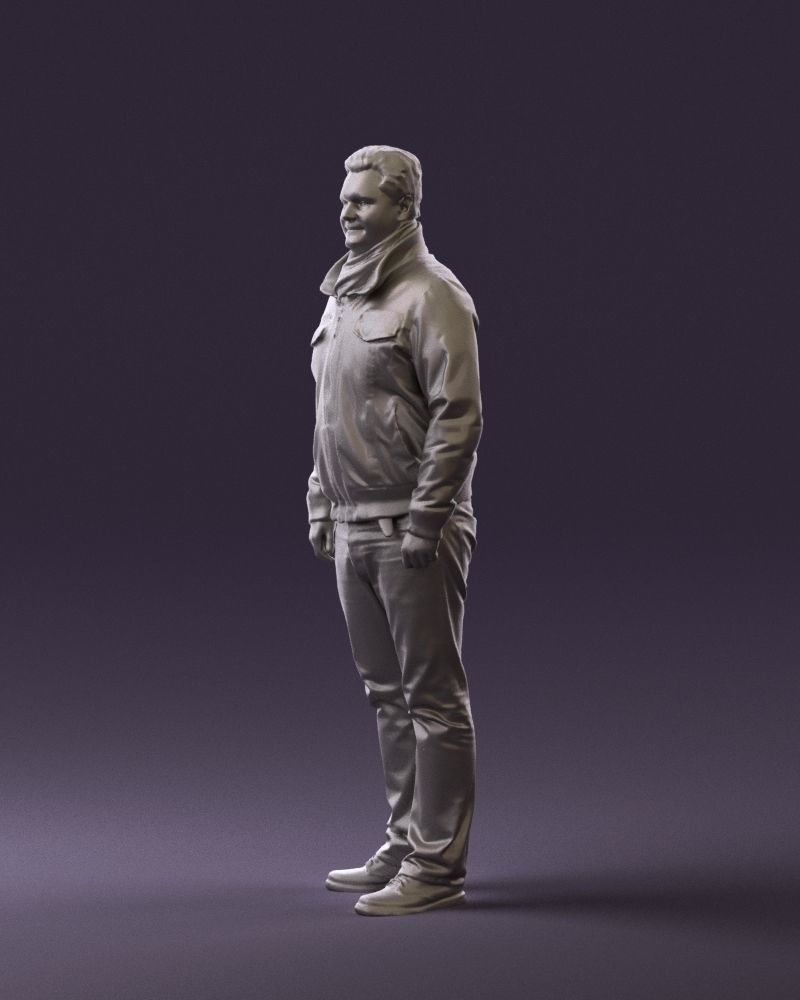 Big man in old Style leather jacket 0800 3D Print Ready 3D print model_18
