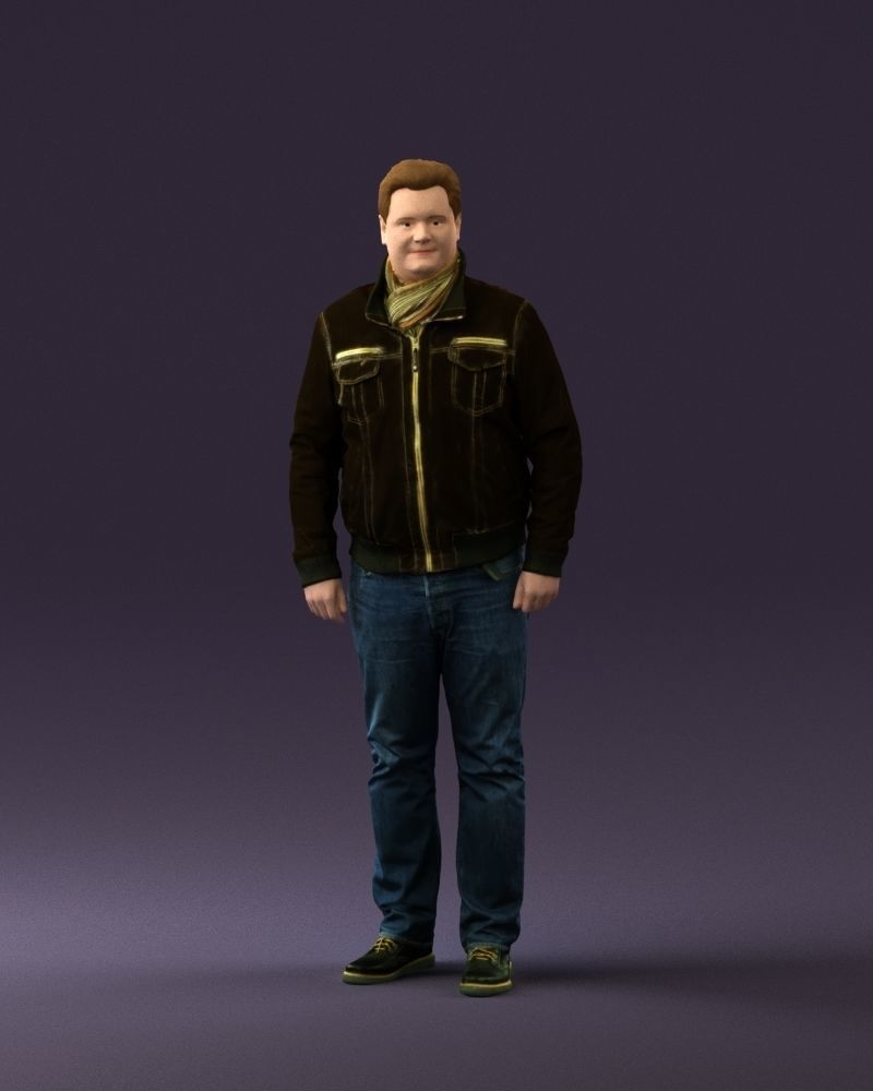 Big man in old Style leather jacket 0800 3D Print Ready 3D print model_23