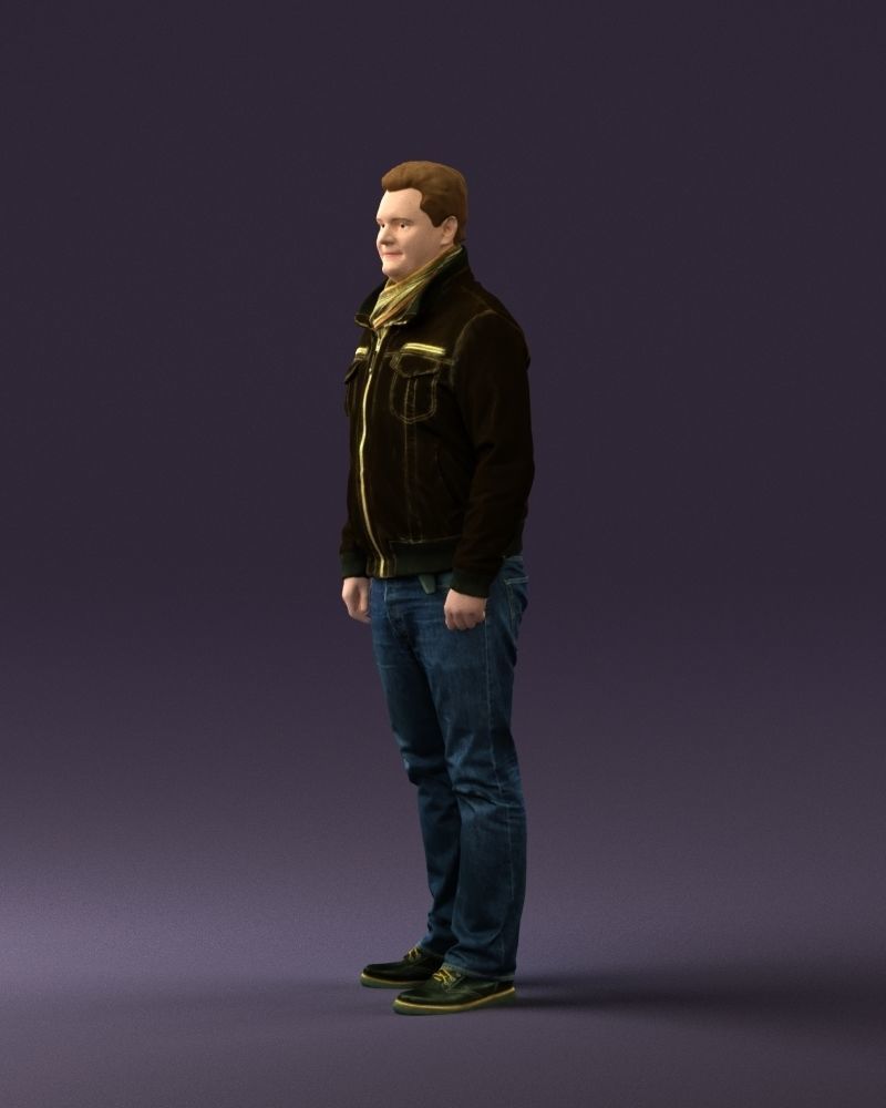 Big man in old Style leather jacket 0800 3D Print Ready 3D print model_19