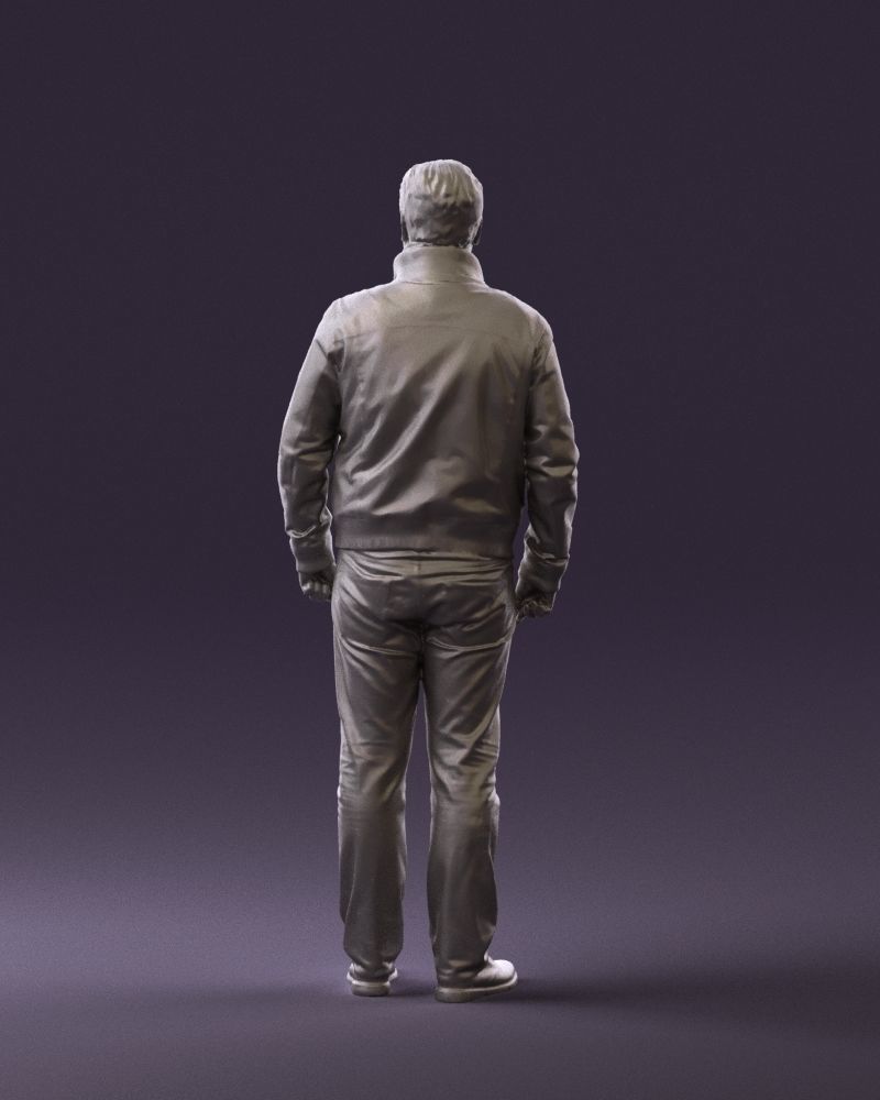 Big man in old Style leather jacket 0800 3D Print Ready 3D print model_12