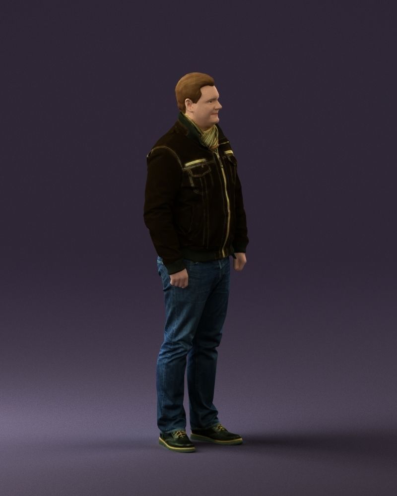Big man in old Style leather jacket 0800 3D Print Ready 3D print model_7
