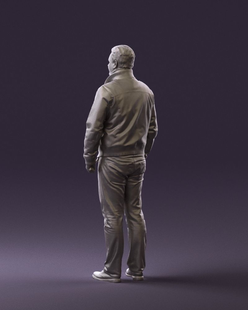 Big man in old Style leather jacket 0800 3D Print Ready 3D print model_14
