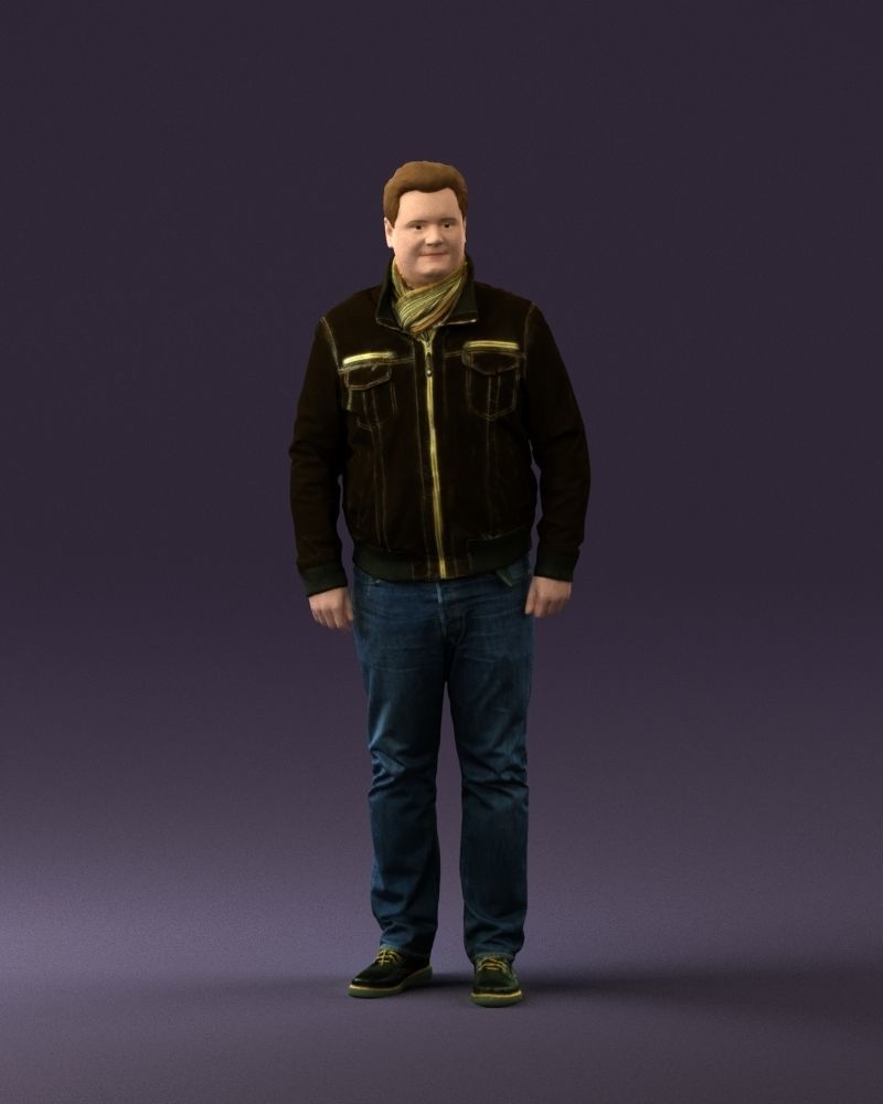 Big man in old Style leather jacket 0800 3D Print Ready 3D print model_25