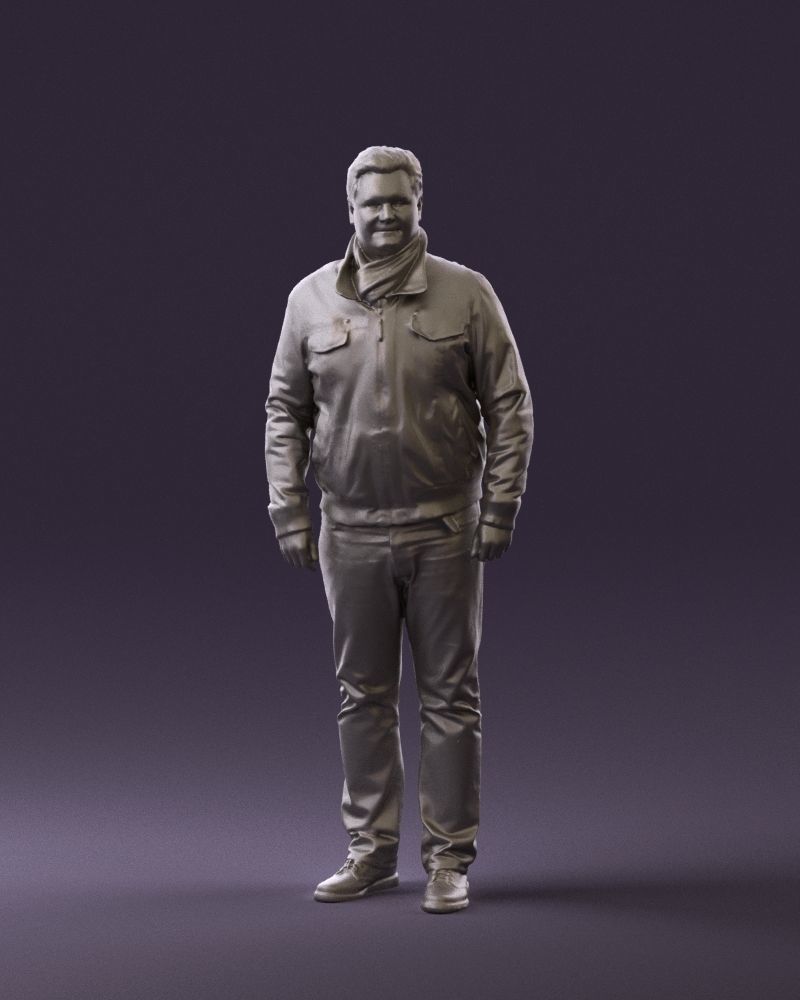 Big man in old Style leather jacket 0800 3D Print Ready 3D print model_22