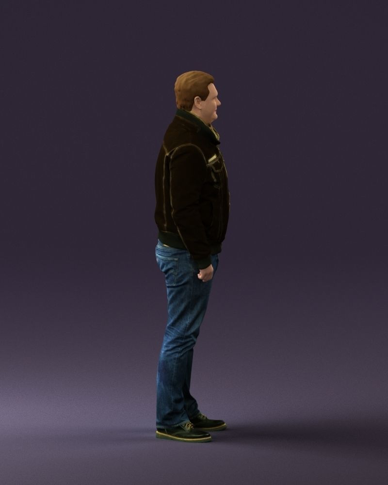 Big man in old Style leather jacket 0800 3D Print Ready 3D print model_9
