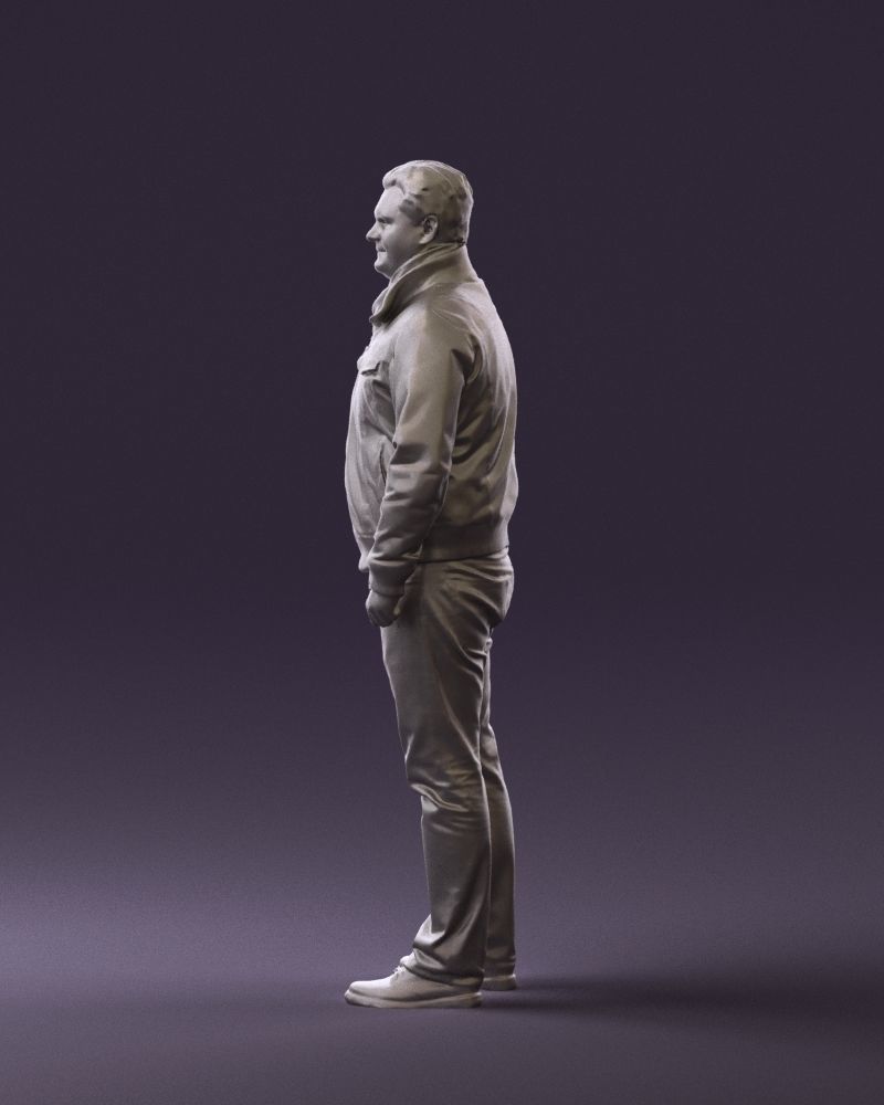 Big man in old Style leather jacket 0800 3D Print Ready 3D print model_16