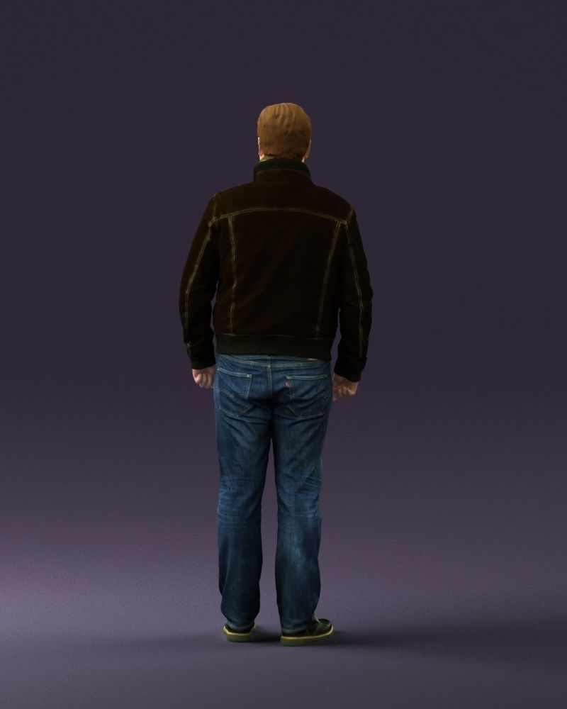 Big man in old Style leather jacket 0800 3D Print Ready 3D print model_13
