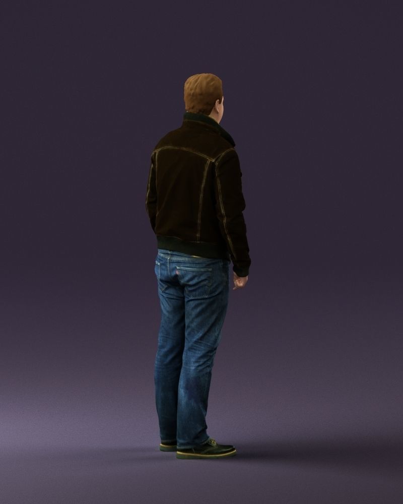 Big man in old Style leather jacket 0800 3D Print Ready 3D print model_11