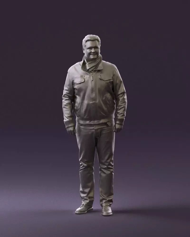 Big man in old Style leather jacket 0800 3D Print Ready 3D print model_0