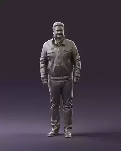 Big man in old Style leather jacket 0800 3D Print Ready 3D print model