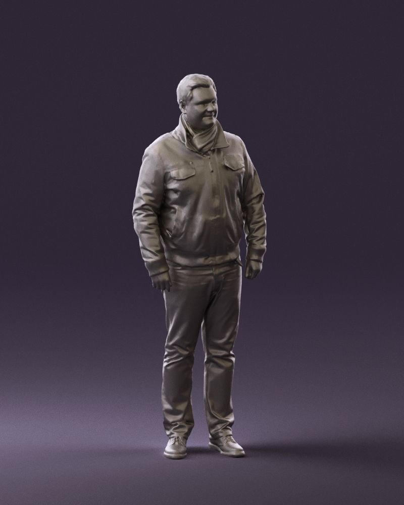 Big man in old Style leather jacket 0800 3D Print Ready 3D print model_4