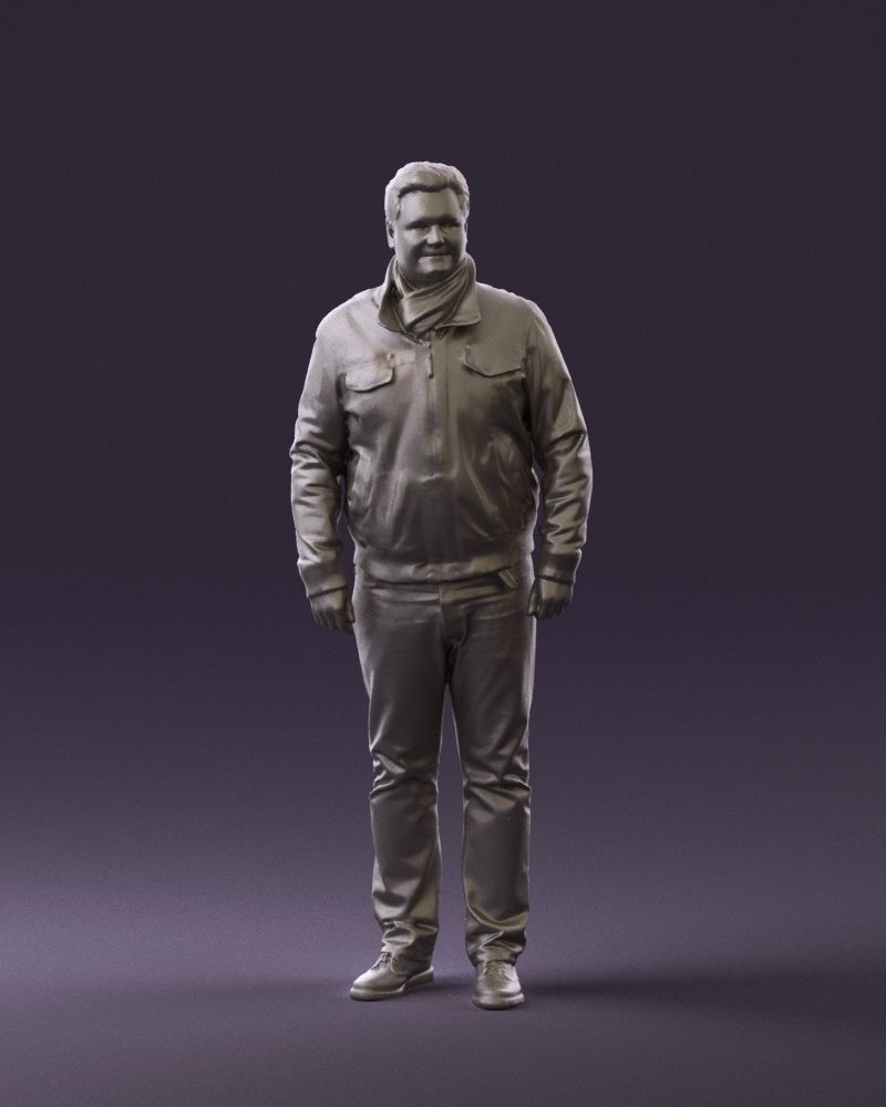 Big man in old Style leather jacket 0800 3D Print Ready 3D print model_24