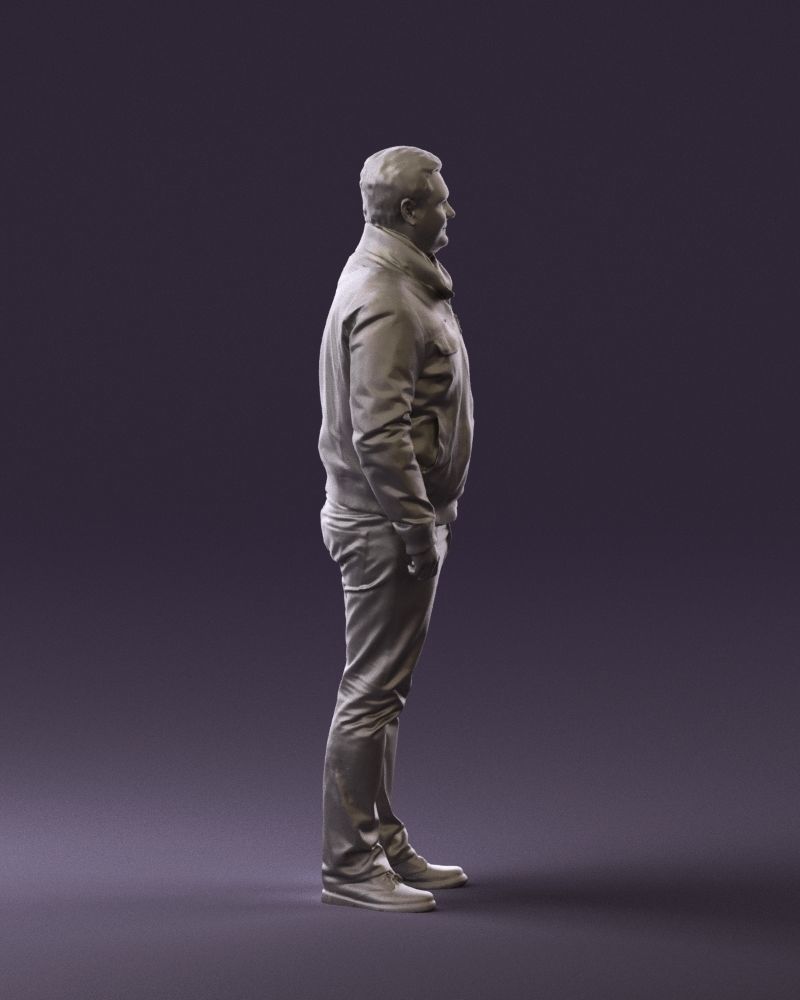 Big man in old Style leather jacket 0800 3D Print Ready 3D print model_8