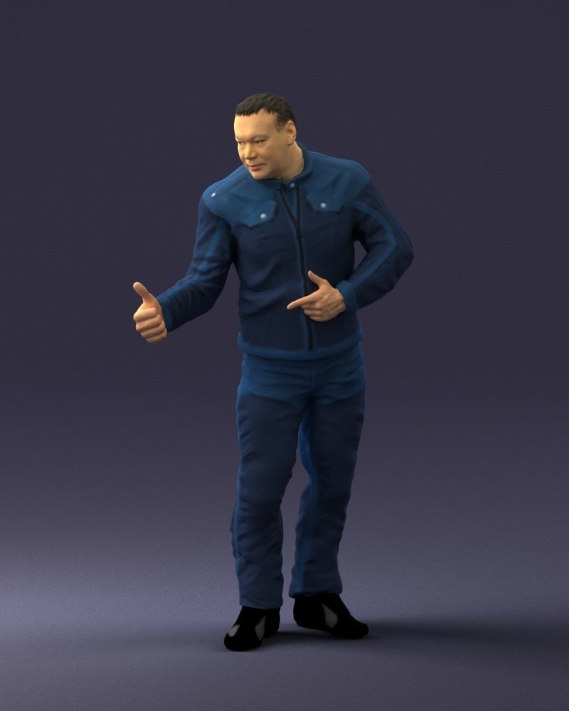 Biker in a charismatic pose 0096 3D model_33