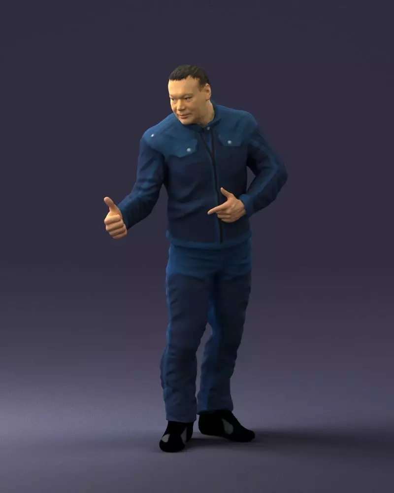 Biker in a charismatic pose 0096 3D model_0