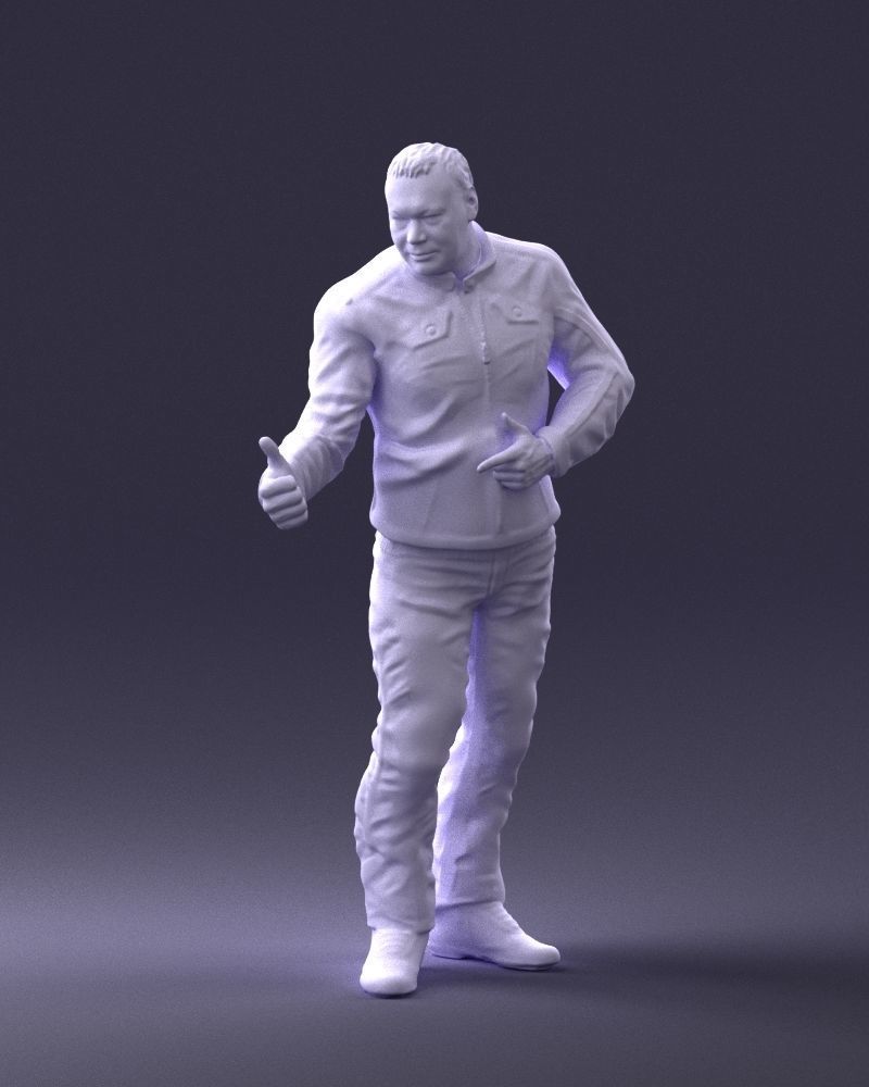 Biker in a charismatic pose 0096 3D model_4