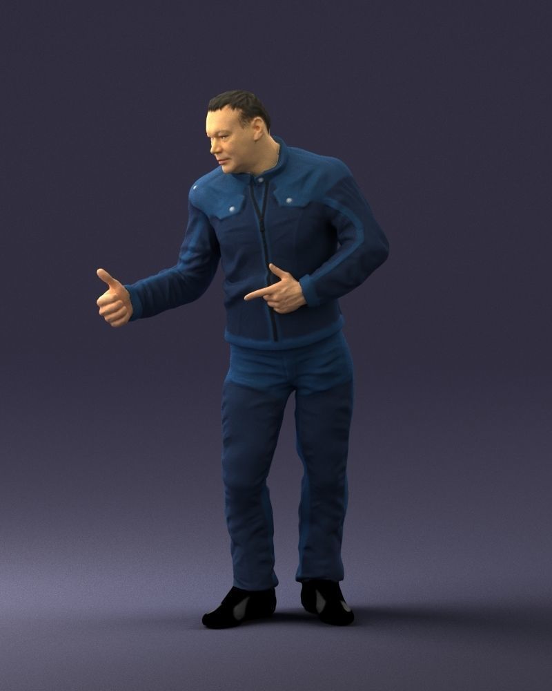 Biker in a charismatic pose 0096 3D model_30