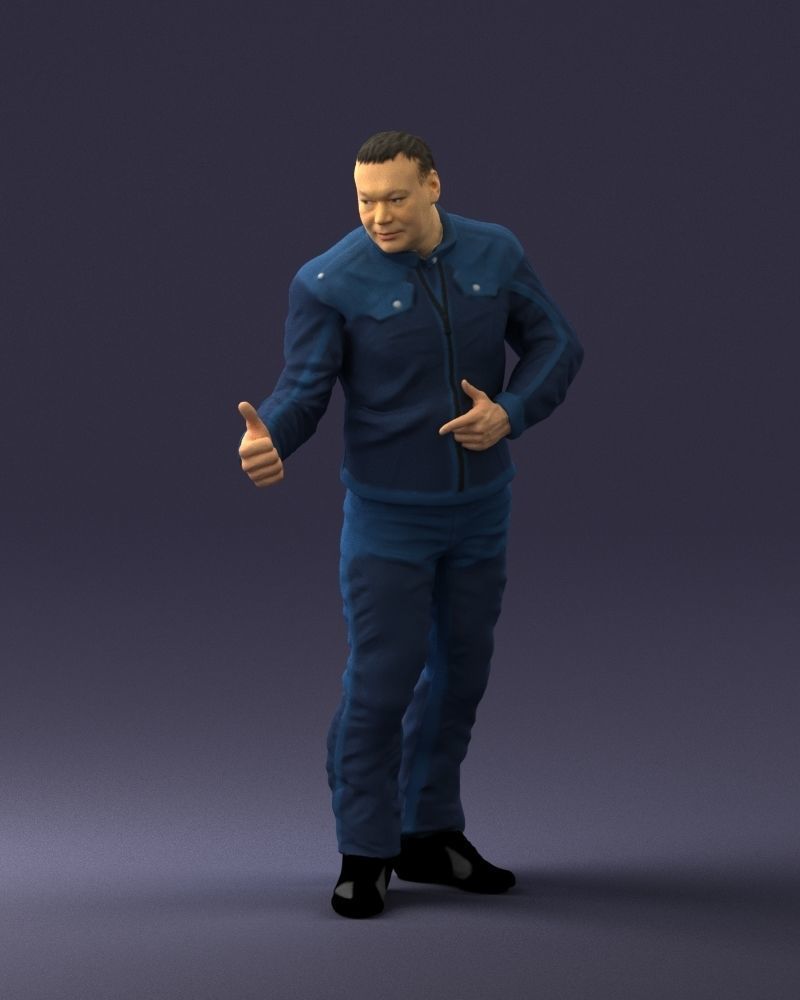 Biker in a charismatic pose 0096 3D model_3