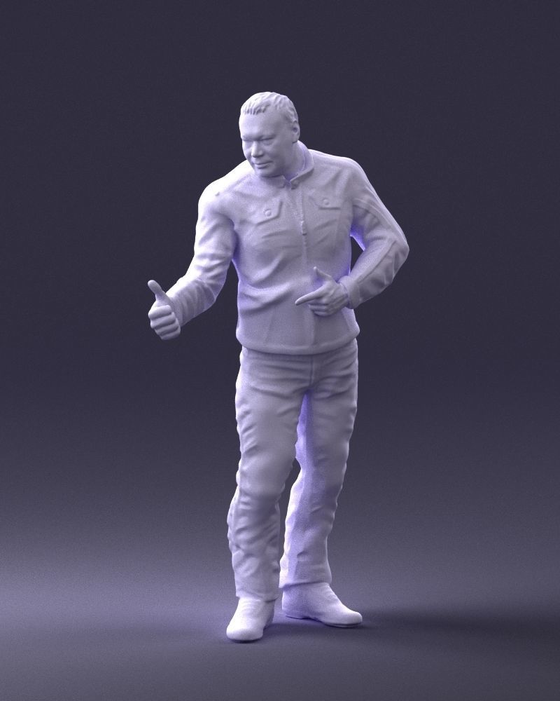 Biker in a charismatic pose 0096 3D model_1