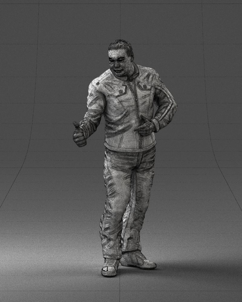 Biker in a charismatic pose 0096 3D model_5