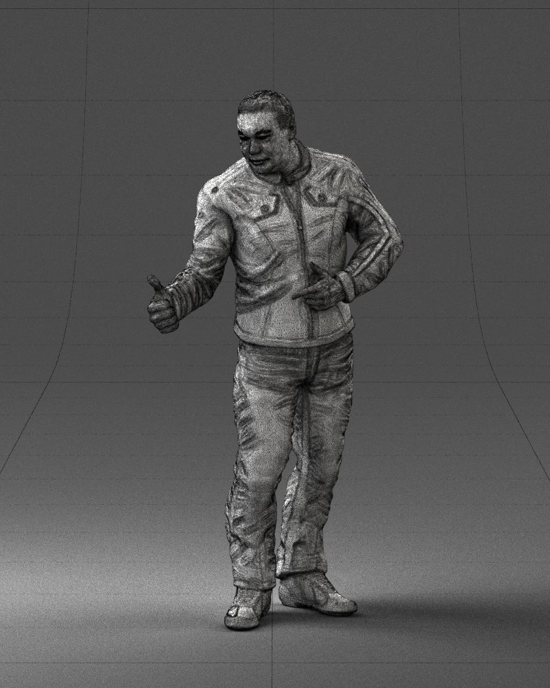 Biker in a charismatic pose 0096 3D Print Ready 3D print model_2