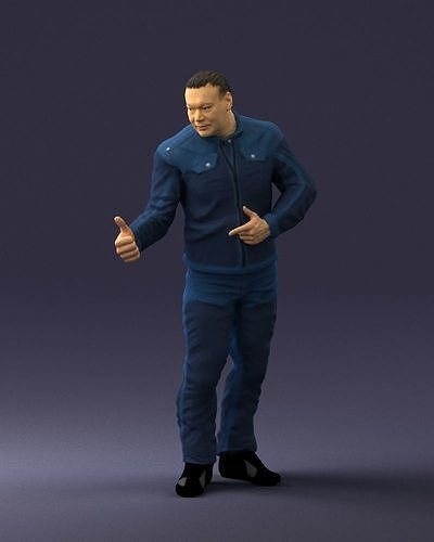 Biker in a charismatic pose 0096 3D Print Ready 3D print model