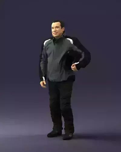 Biker in a motorcycle jacket with a helmet 0089 3D Print Ready 3D print model