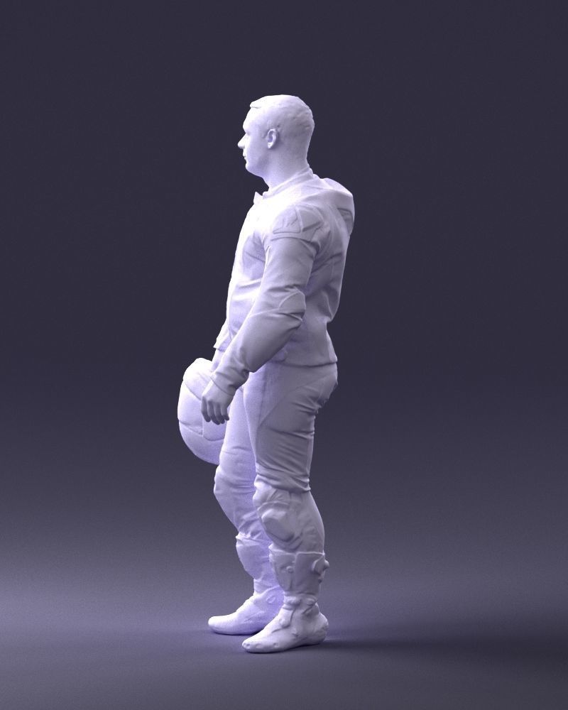 Biker in motorcycle gear and helmet 0086 3D Print Ready 3D print model_25