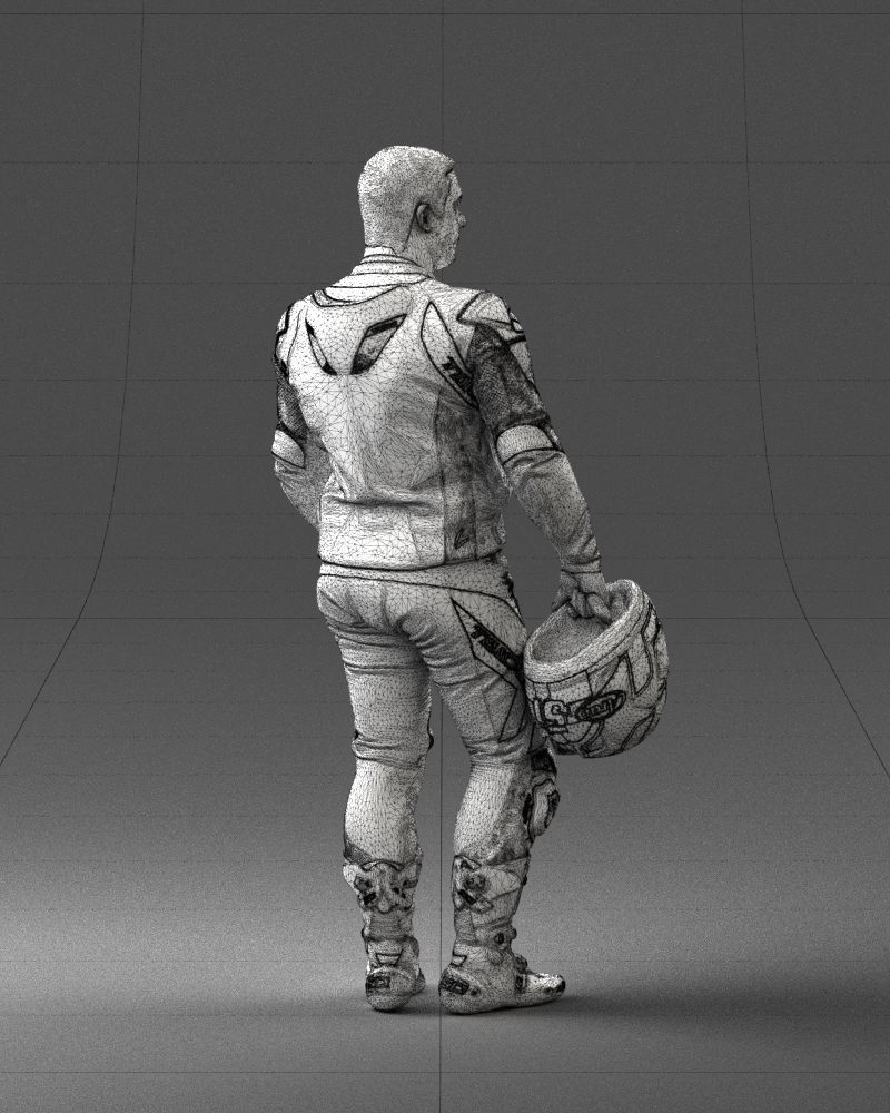 Biker in motorcycle gear and helmet 0086 3D Print Ready 3D print model_17